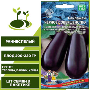 Баклажан "Черное Совершенство", темно-фиолетовый, УРАЛЬСКИЙ ДАЧНИК, открытый и закрытый грунт, количество семян в пакетике 20 шт