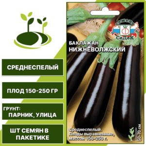 Баклажан "Нижневолжский", темно-фиолетовый, СЕДЕК, открытый грунт, количество семян в пакетике 0,2 гр