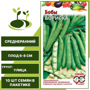 Бобы "Бориска", ГАВРИШ, зеленый, количество семян в пакетике 10 шт