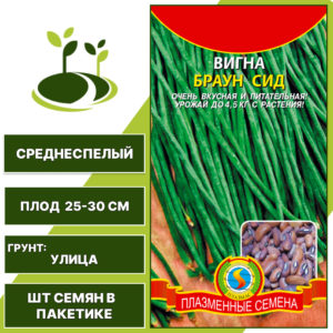 Вигна "Браун Сид", ПЛАЗМЕННЫЕ СЕМЕНА, коричневый, количество семян в пакетике 15 шт