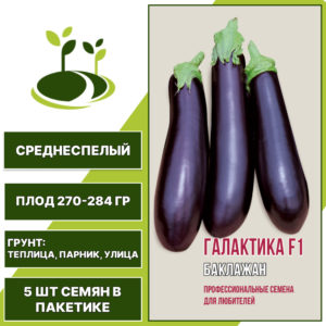 Баклажан "Галактика" F1, АГРОНИ, фиолетовый, открытый и закрытый грунт, количество семян в пакетике 5 шт