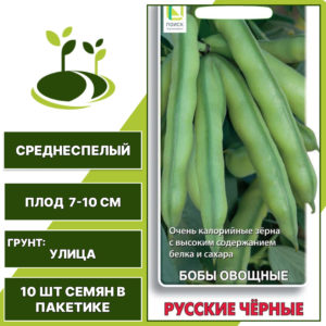 Бобы "Русские Черные", ПОИСК, темно-фиолетовый, количество семян в пакетике 10 шт