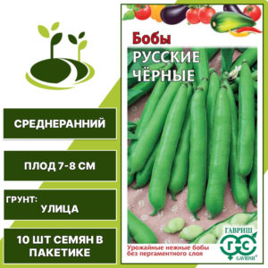 Бобы "Русские Черные", ГАВРИШ, темно-фиолетовый, количество семян в пакетике 10 шт