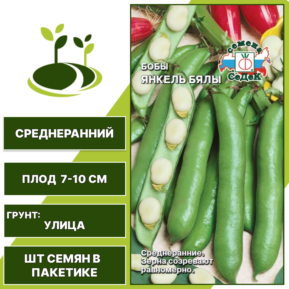 Бобы "Янкель Бялы", СЕДЕК, бежево-белый, количество семян в пакетике 10 гр