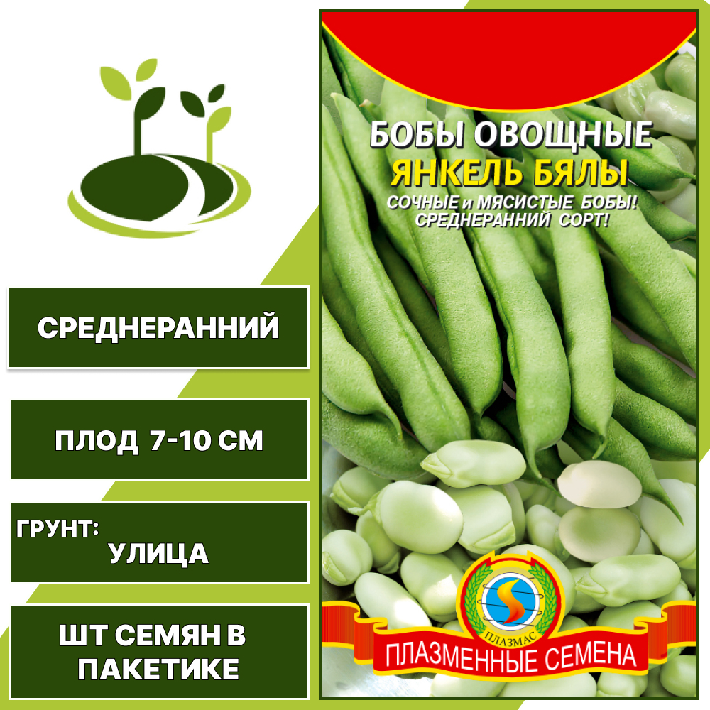 Бобы "Янкель Бялы", ПЛАЗМЕННЫЕ СЕМЕНА, бежевый, количество семян в пакетике 6 гр