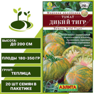 Томат "Дикий Тигр", АЭЛИТА, зелено-оранжево-розовый, полосатый, индетерминантный, закрытый грунт, количество семян в пакетике 20 шт