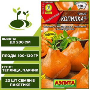Томат "Копилка", АЭЛИТА, оранжевый, индетерминантный, закрытый грунт, количество семян в пакетике 20 шт
