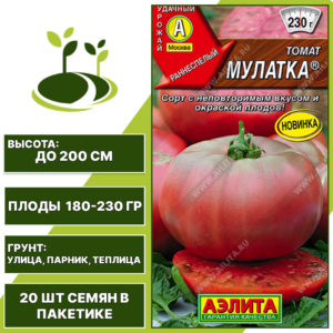 Томат "Мулатка", АЭЛИТА, темно-малиновый, индетерминантный, открытый и закрытый грунт, количество семян в пакетике 20 шт