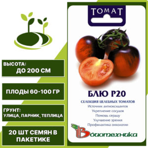 Томат "Блю Р20", БИОТЕХНИКА, красно-фиолетовый, индетерминантный, открытый и закрытый грунт, количество семян в пакетике 20 шт