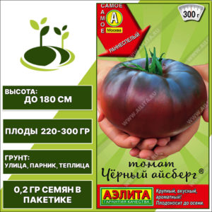 Томат "Черный Айсберг", АЭЛИТА, розово-бордово-фиолетовый, индетерминантный, открытый и закрытый грунт, количество семян в пакетике 0,2 гр