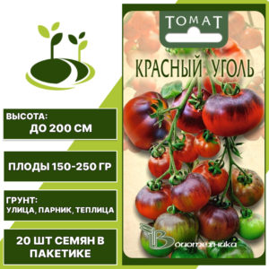 Томат "Красный Уголь", БИОТЕХНИКА, шоколадно-фиолетовый, индетерминантный, открытый и закрытый грунт, количество семян в пакетике 20 шт