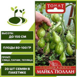 Томат "Майкл Поллан", БИОТЕХНИКА, зелено-золотой, детерминантный, открытый и закрытый грунт, количество семян в пакетике 20 шт