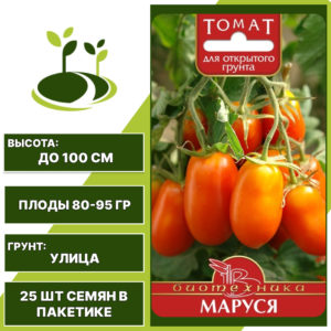 Томат "Маруся", БИОТЕХНИКА, красно-оранжевый, детерминантный, открытый грунт, количество семян в пакетике 25 шт