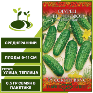 Огурец Бочковой засолочный F1, серия Русский вкус, ГАВРИШ, количество семян в пакетике 0,5 гр
