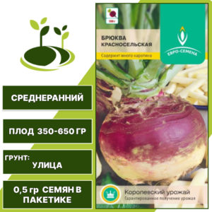 Брюква Красносельская, ЕВРО-СЕМЕНА, количество семян в пакетике 0,5 гр