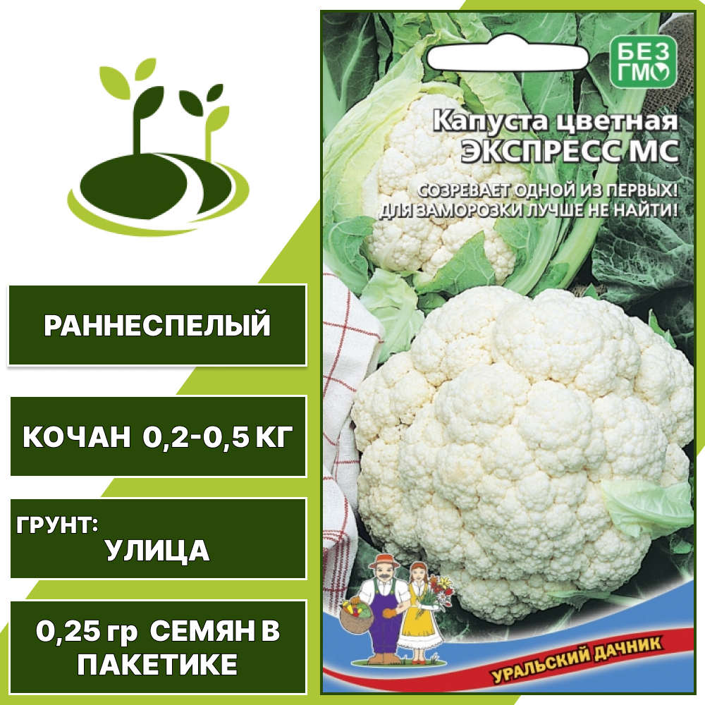 Капуста цветная Экспресс МС, УРАЛЬСКИЙ ДАЧНИК, количество семян в пакетике 0,25 гр