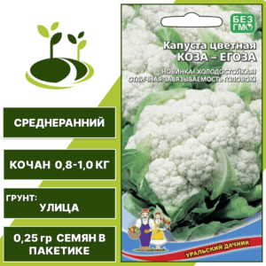 Капуста цветная Коза-Егоза, УРАЛЬСКИЙ ДАЧНИК, количество семян в пакетике 0,25 гр