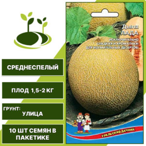 Дыня Лада, УРАЛЬСКИЙ ДАЧНИК, количество семян в пакетике 10 шт