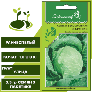 Капуста белокочанная Заря МС серия Овощной рай, УРАЛЬСКИЙ ДАЧНИК, количество семян в пакетике 0,3 гр