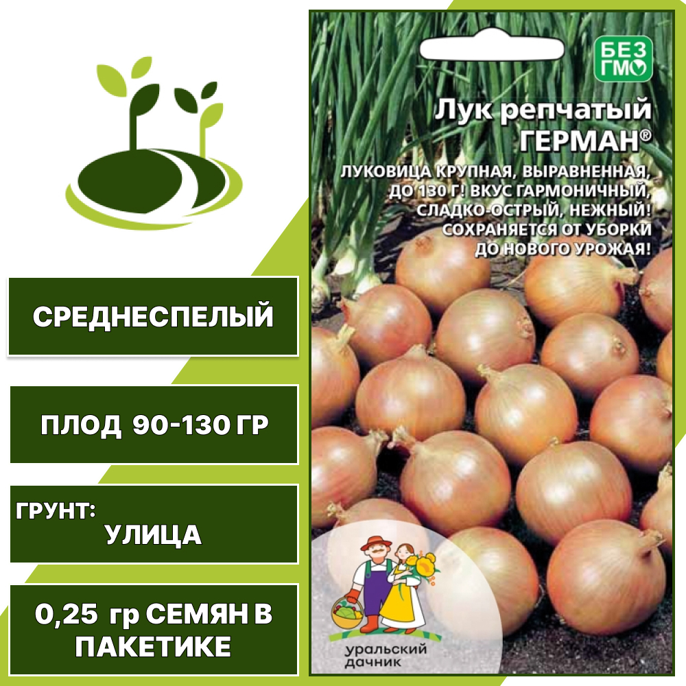 Лук репчатый Герман, УРАЛЬСКИЙ ДАЧНИК, количество семян в пакетике 0,25 гр