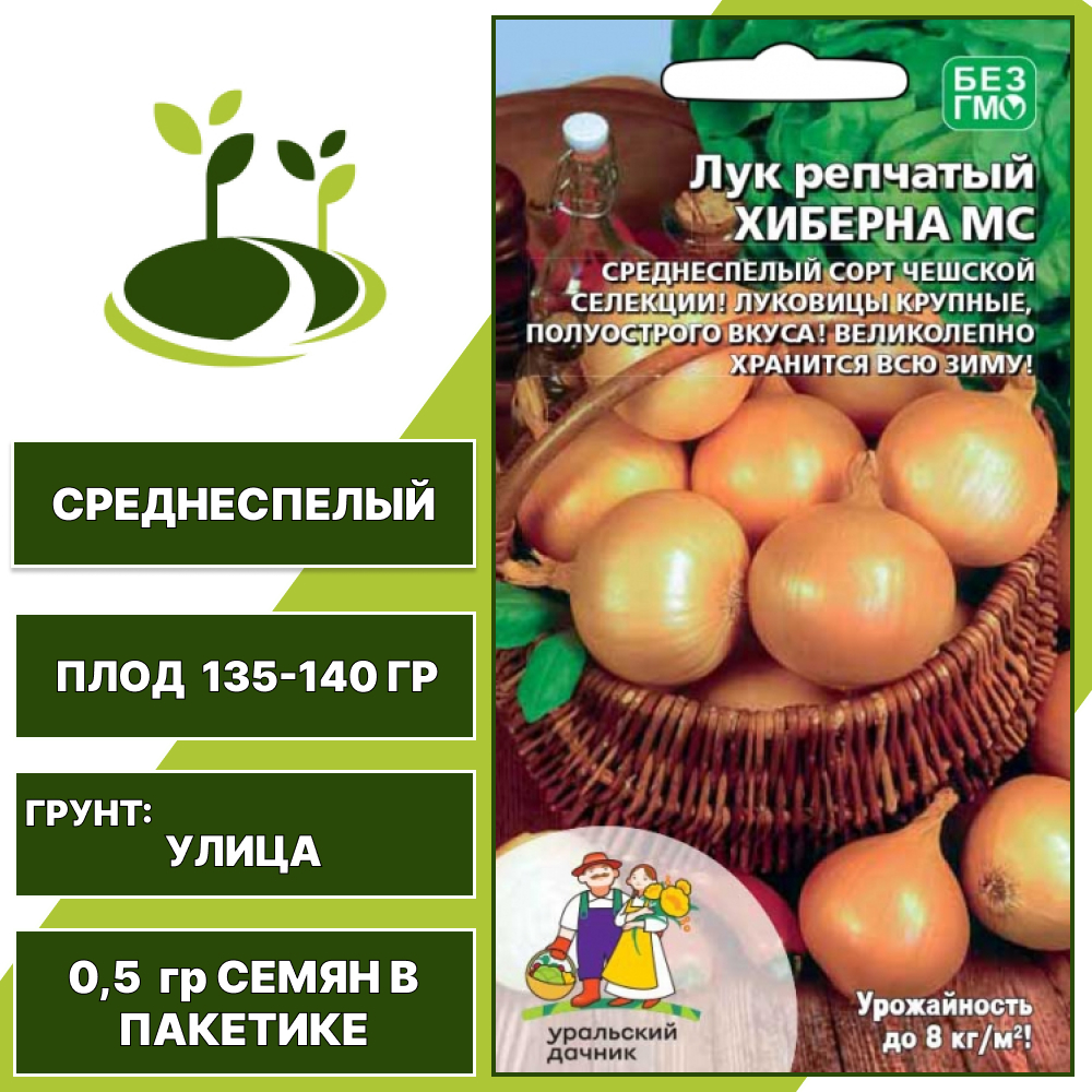 Лук репчатый Хиберна МС, УРАЛЬСКИЙ ДАЧНИК, количество семян в пакетике 0,5 гр