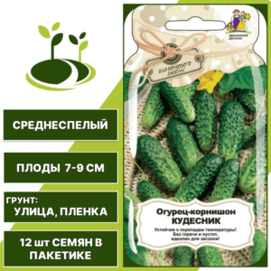 Огурец-корнишон Кудесник серия Банка, УРАЛЬСКИЙ ДАЧНИК, количество семян в пакетике 12 шт