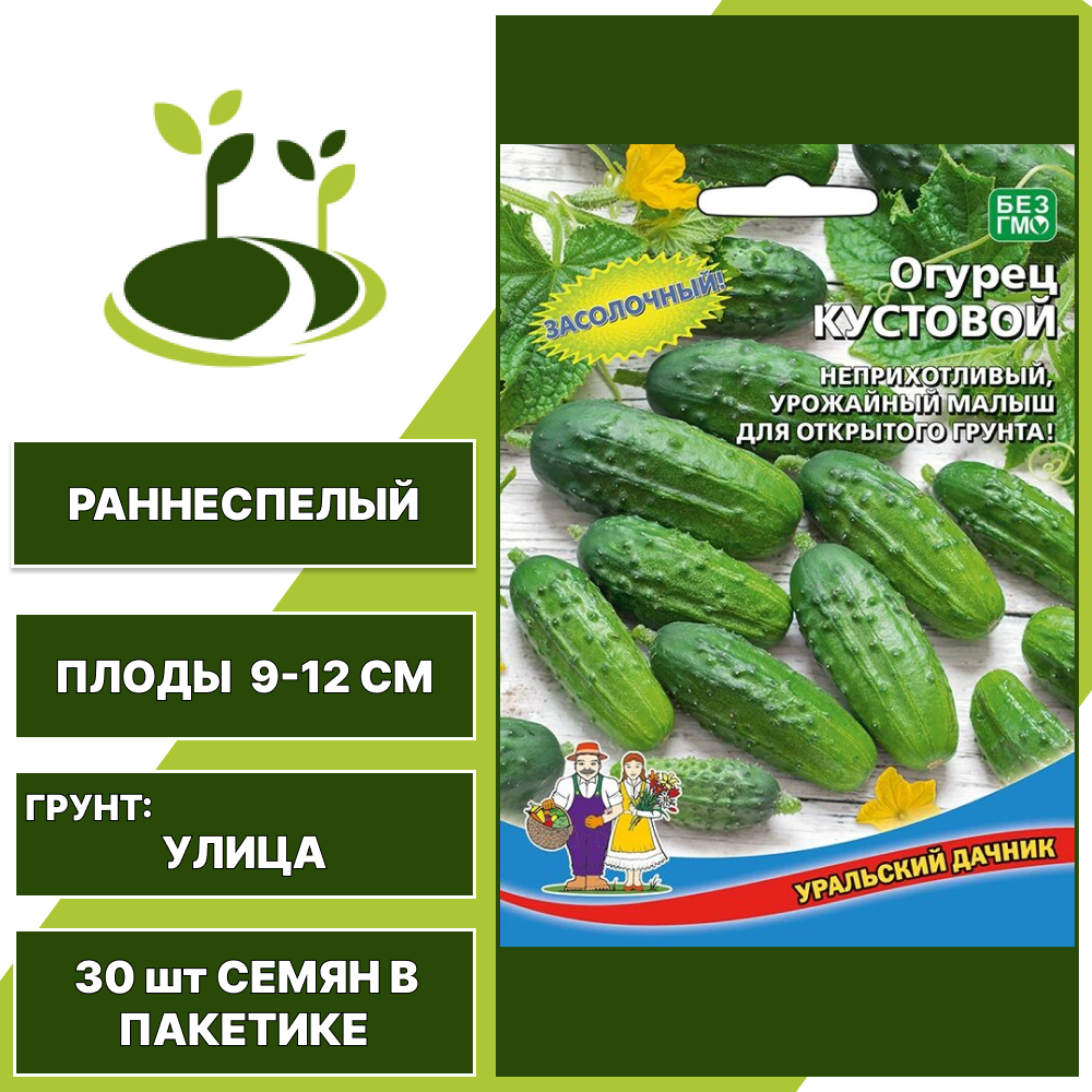 Огурец Кустовой, УРАЛЬСКИЙ ДАЧНИК, количество семян в пакетике 30 шт