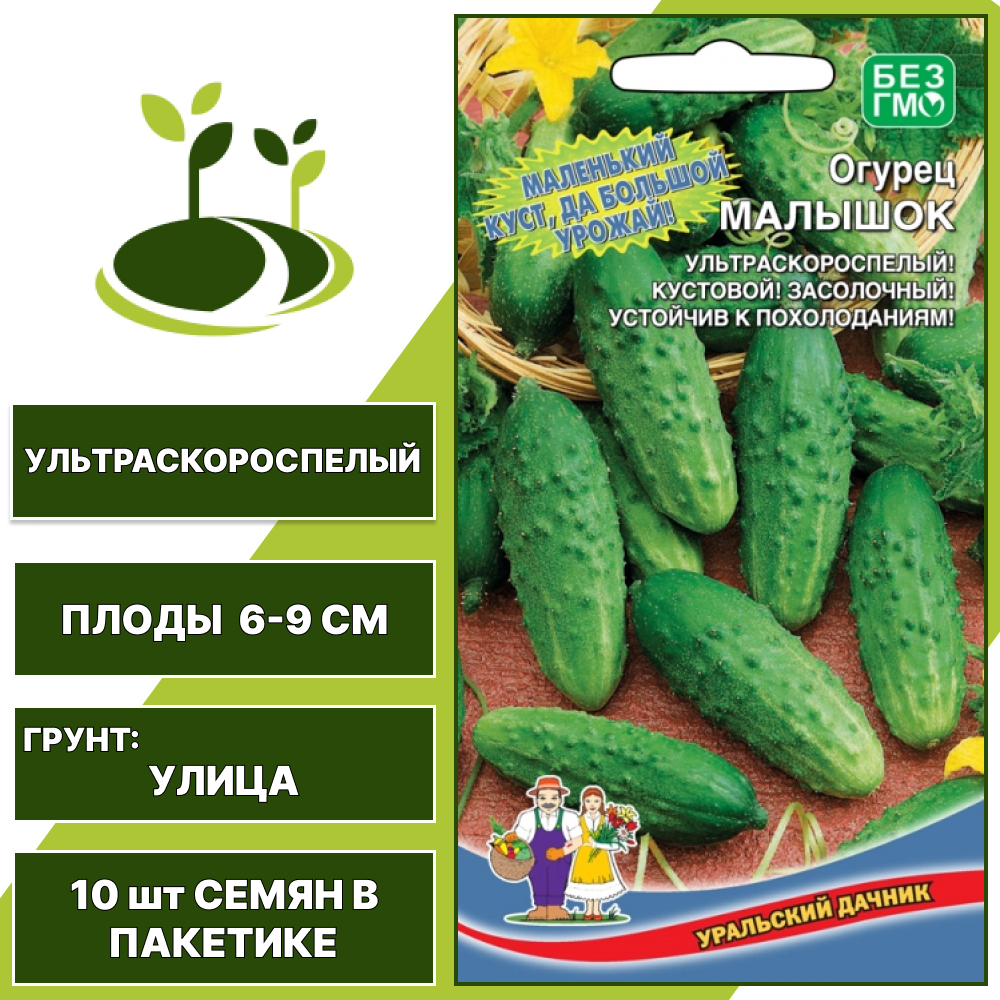 Огурец Малышок, УРАЛЬСКИЙ ДАЧНИК, количество семян в пакетике 10 шт