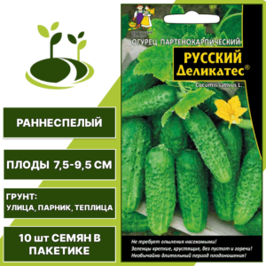 Огурец партенокарпический Русский Деликатес, УРАЛЬСКИЙ ДАЧНИК, количество семян в пакетике 10 шт