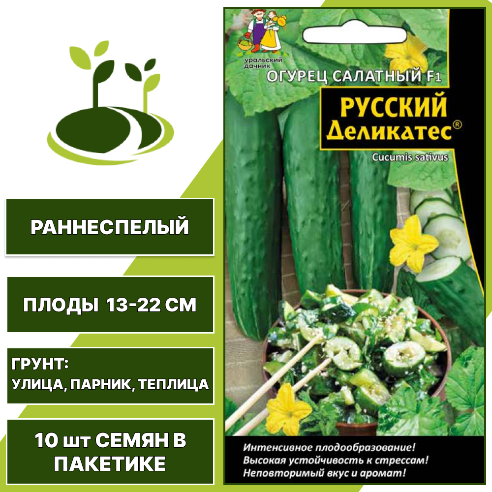 Огурец салатный Русский Деликатес, УРАЛЬСКИЙ ДАЧНИК, количество семян в пакетике 10 шт