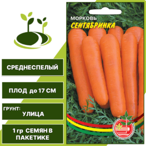 Морковь Сентябринка, УРАЛЬСКИЙ ДАЧНИК, количество семян в пакетике 1 гр