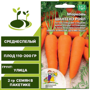 Морковь Шантенэ Роял, УРАЛЬСКИЙ ДАЧНИК, количество семян в пакетике 2 гр