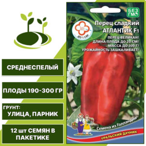 Перец сладкий Атлантик F1, УРАЛЬСКИЙ ДАЧНИК, количество семян в пакетике 12 шт