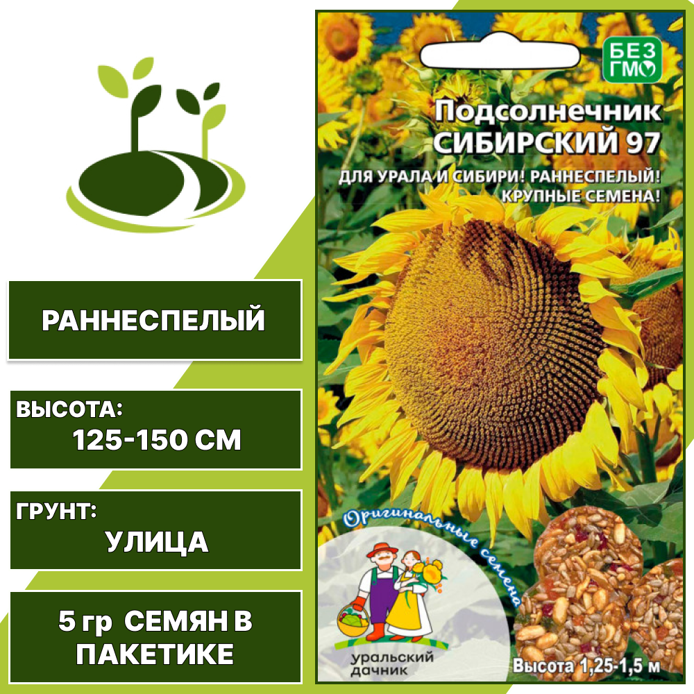 Подсолнечник овощной Сибирский 97, УРАЛЬСКИЙ ДАЧНИК, количество семян в пакетике 5 гр