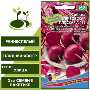 Свекла столовая Грибовская Плоская А 473, УРАЛЬСКИЙ ДАЧНИК, количество семян в пакетике 2 гр
