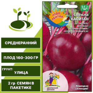 Свекла Капитан, УРАЛЬСКИЙ ДАЧНИК, количество семян в пакетике 2 гр