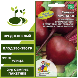 Свекла Мулатка, УРАЛЬСКИЙ ДАЧНИК, количество семян в пакетике 2 гр